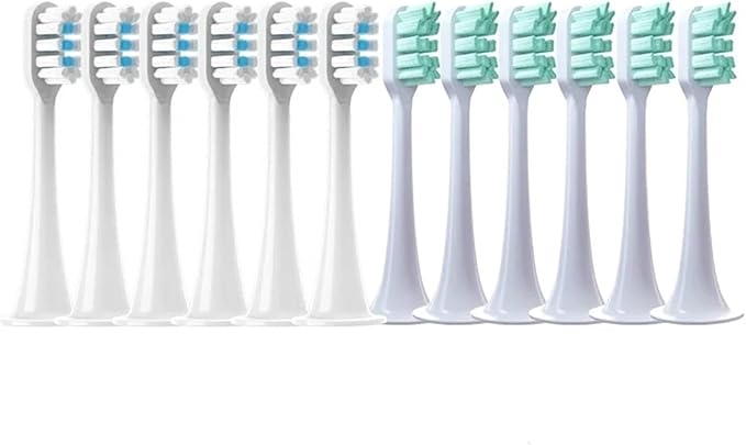 12PCS Compatible for XIAOMI MIJIA T300/T500/T700 Replacement Brush Heads Sonic Electric Tooth Soft Bristle Caps Vacuum Package Nozzles(6WhiteBlue6Green)
