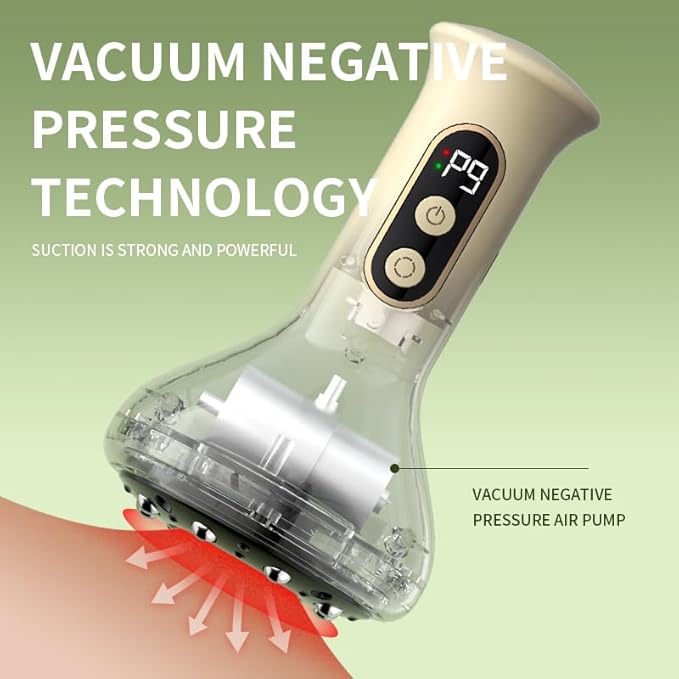 Lymphatic Cupping Device Handheld Electric Cupping Massager 9 Adjustable Suction Levels with Heat – Anti Cellulite Massage Tool for Back Legs Arms Portable Deep Tissue Muscle Relaxation