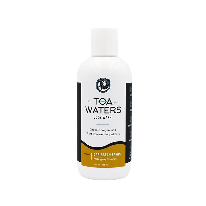 TOA Waters Caribbean Sands Body Wash Mahogany Coconut – Tropical Hydrating Body Wash Sulfate-Free Vegan &amp Paraben-Free Organic Moisturizing Formula