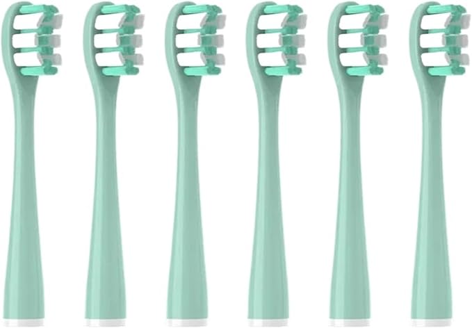 6CS Toothbrushes Head for Y1S/Y4/U1/U2/U3/P1/P4 Soft Sonic Electric Toothbrush Clean Nozzles(6CircylarGreen)