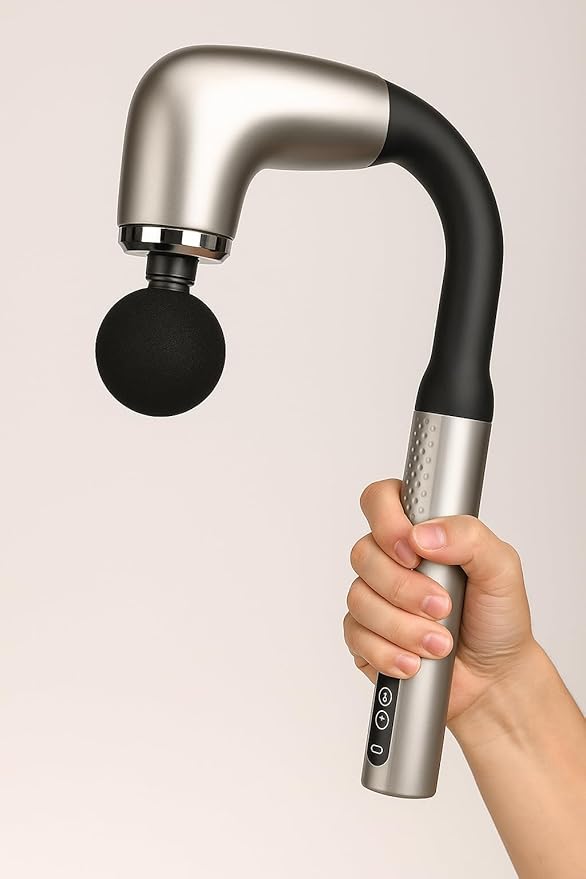 Handheld Cordless &amp Rechargeable Back Massager - Quiet - Full Body Massage Device for Women Aches Relief Sports Recovery and Deep Relaxation - 99Silver