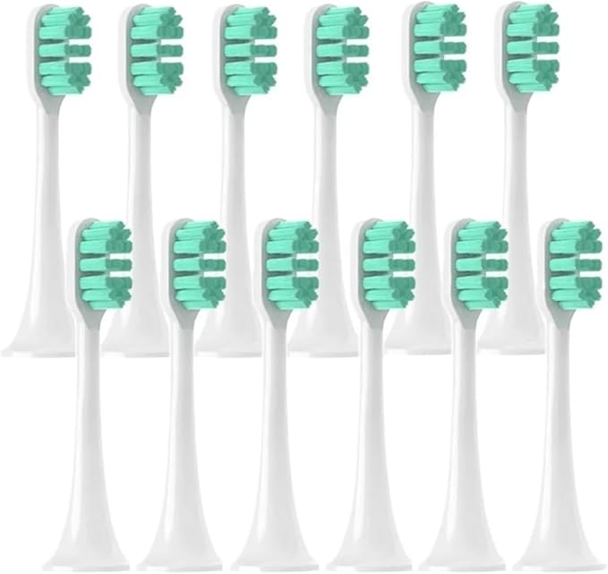 12PCS Replacement Brush HeadsCompatible for XIAOMI MIJIA T300/T500/T700 Sonic Electric Toothbrush Soft Bristle Caps(12Green)