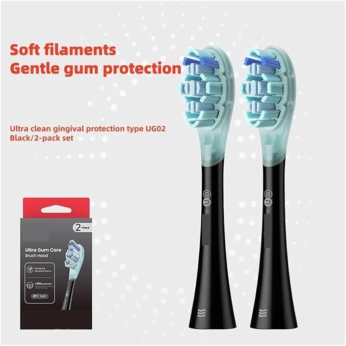 Shock Absorbent Cleaning Whitening Gum Protection Universal 2-Pack forToothbrush Head Ultra Clean Series(Oclean UG02 2PCS)
