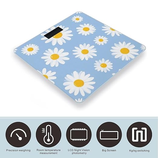 Men's Fashion Automatic Switch Digital Bathroom Weighing Scale Smart Scale Floral Daisy Purple Flower