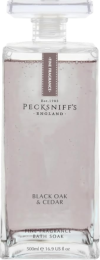 Pecksniff's Prestige Black Oak &amp Cedar Bath Soak Decanter | 500ml/16.9 Fl Oz