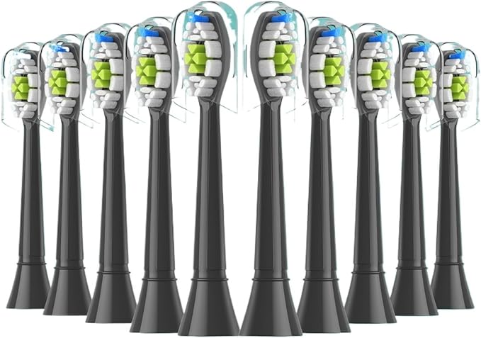 Compatible for 5-20pcs Replacement Toothbrush Heads Compatible with Electric Brush Head 1100 2100 4100 4300 5100 5300 6100 Independent Package(10pcs Black)