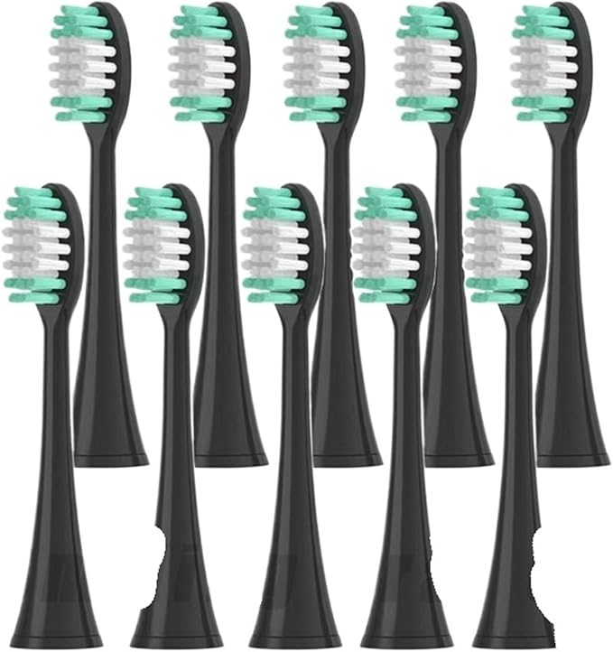Electric Toothbrush Heads Compatible for Aquasonic Black Series/Series Pro/Vibe Series Unisex Replacement Nozzle(10PCS Black)