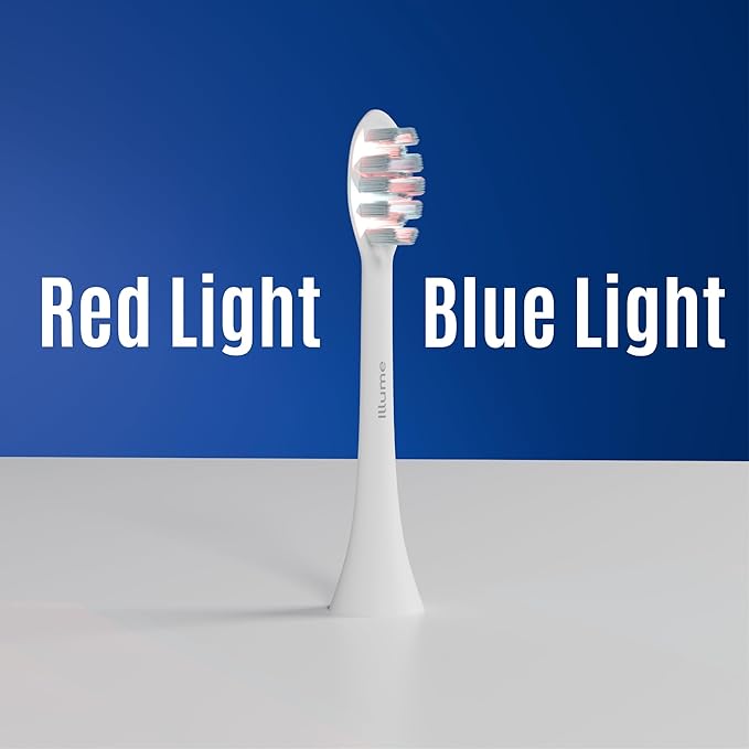 BIOLIGHT Illume Sonic Electric Toothbrush with Red &amp Blue Light Therapy – Professional Whitening Gum Care &amp Advanced Oral Hygiene - White
