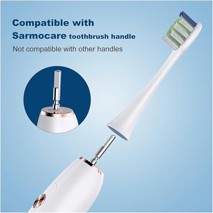 Toothbrushes HeadCompatible for Sarmocare S100 and S700 Ultrasonic Sonic Electric(4pcs White -B)