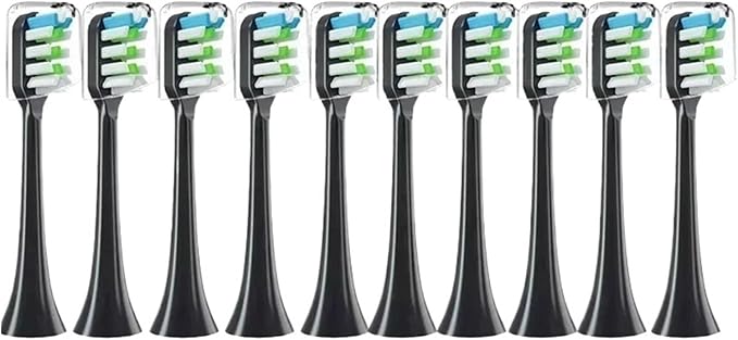 10PCS Replacement Brush HeadsCompatibility for SOOCAS X3/X3U/X5 Sonic Electric Toothbrush Suitable Vacuum Bristle Nozzles(10pcs Black)