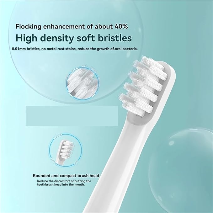 6-Pack Replacement Brush Heads Compatible with T100 &amp MES603 Electric Toothbrushes – Soft Bristles for Deep Cleaning(T100-PK-6Pcs)