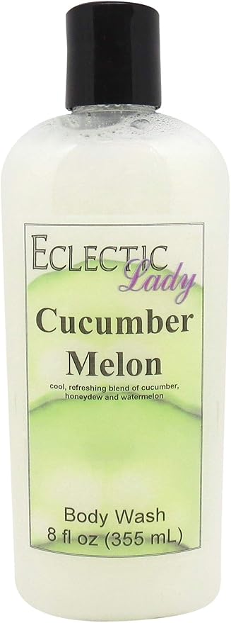 Eclectic Lady Liquid Pearl Body Wash - Cucumber Melon Scent 3-in-1 Use For Bubble Bath Hand Soap &amp Body Wash Phthalate-Free Cucumber Melon Fragrance Handcrafted in USA (8 oz)