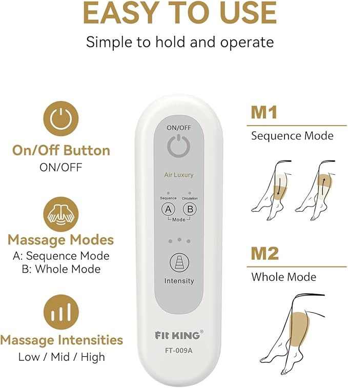 FIT KING Air Compression Leg Massager Pneumatic Compression Boots for Circulation &amp Pain Relief Swelling Edema RLS - Foot and Calf Massager Gift for Mom Wife