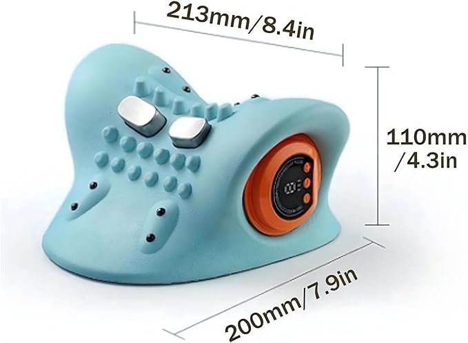 Massager Electric 6 Levels Massage Intensity Heated Stretcher 4D Portable Massager Cervical Stretching Pillow Massage for Neck &amp Shoulder Discomfort Relief (Blue)