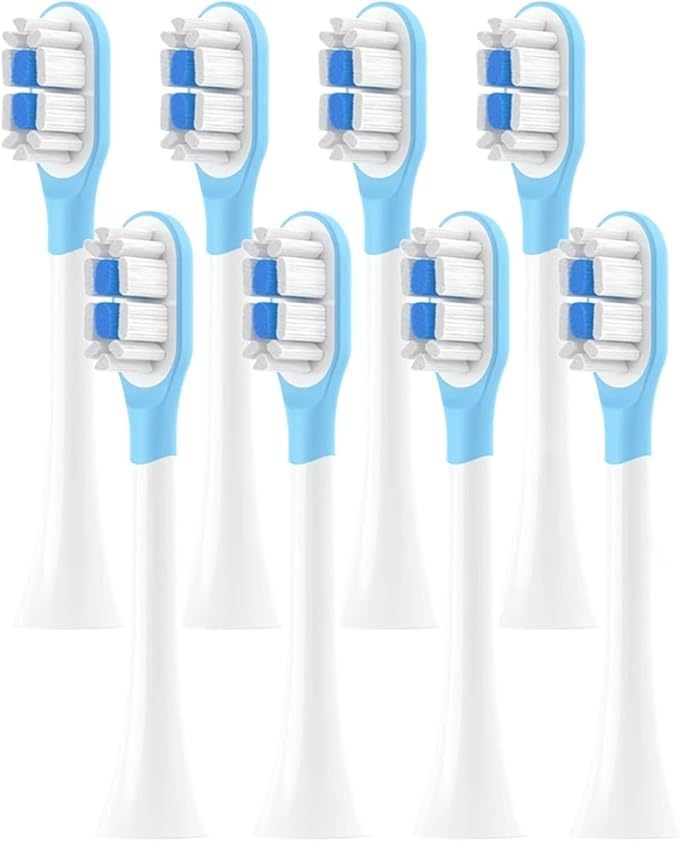 Compatible for MIJIA T301/T302/T501 Toothbrush - Soft Bristle Replacement Heads Vacuum Packaging(8 pcs BJ White)