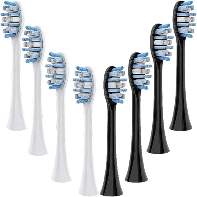 Electric Toothbrush Replacement Brush Heads - Compatible for Panasonic EW-DC01 EW-DC02 EW-DC12 EW-DC20 PDP51(4 White 4 Black)