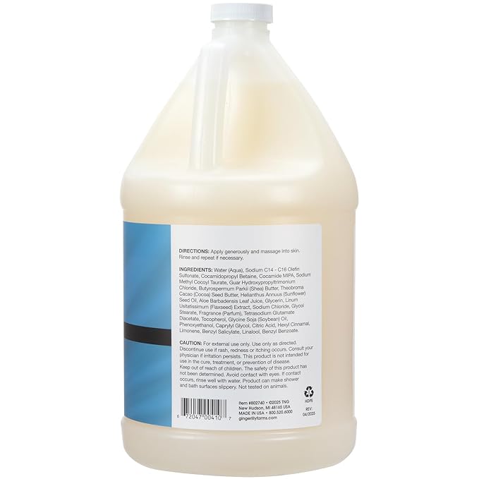 Ginger Lily Farms Botanicals Shea Indulgence Deep Hydration Body Wash Island Tranquility 100% Vegan &amp Cruelty-Free Green Tea &amp Lemongrass Scent 1 Gallon (128 fl oz) Refill