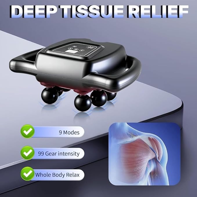 24 Head Massage Gun Set Deep Tissue Percussion Massager with 9 Modes 99 Speeds Portable Muscle Gun for Neck Shoulder Back Leg &amp Body Pain Relief Gray