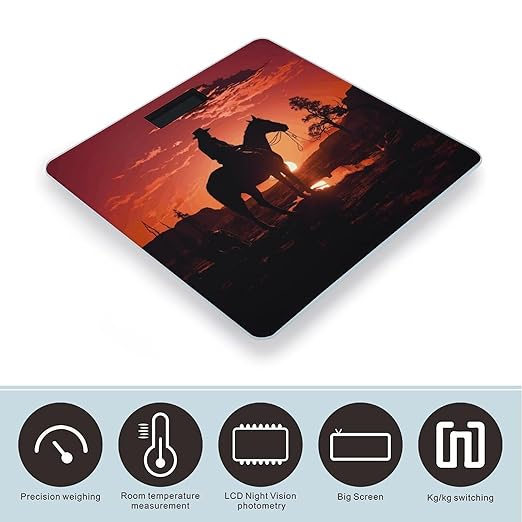 Cowboy West Bathroom Scale Large LCD Backlight Display Digital Scale Rounded Corners Body Scales Automatic Power On/Off Bathroom Scales for Home Bedrooms