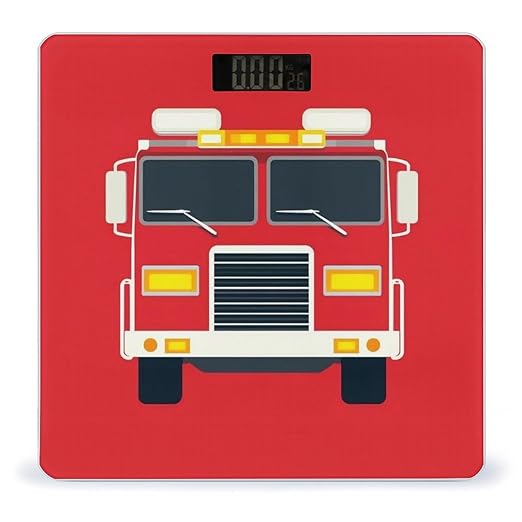 Energy Saving Scale Bathroom Weighing Scale Smart Scale for Body Weight Digital Cute Cartoon Fire Truck Print