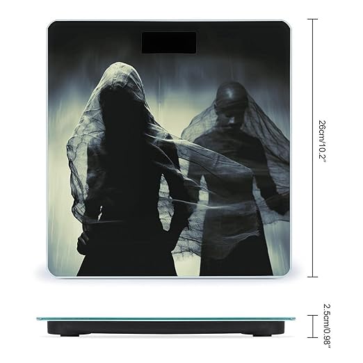 Man Under Black Cloth Scale for Body Weight Anti-Slip Tempered Glass Digital Bathroom Scales Clear LCD Display Weighing Scale Safe Rounded Corners Smart Scales
