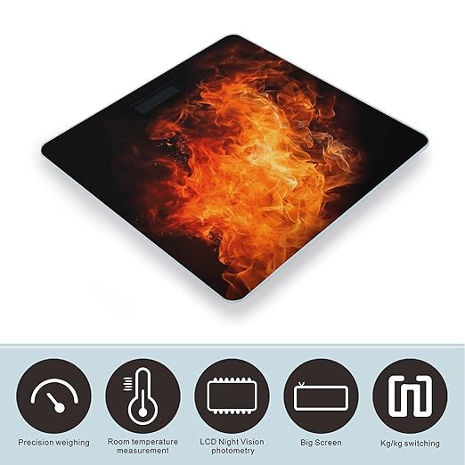 Roaring Flame Scale for Body Weight High Precision Digital Weight Scales with LCD Display Anti-Slip Sturdy Slim Tempered Glass Bathroom Scale for Home Use