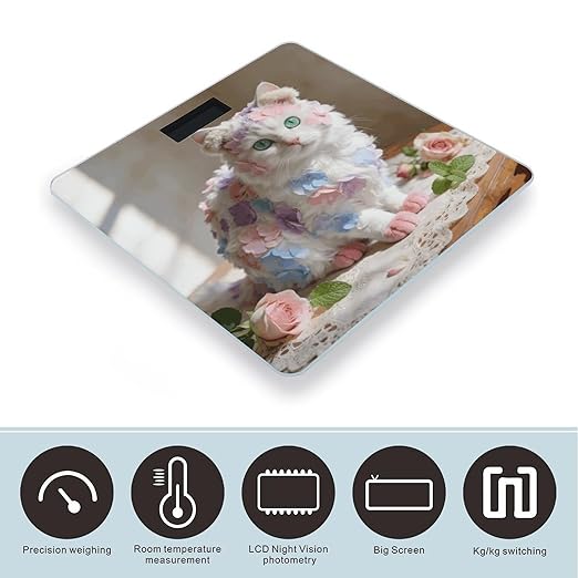 Flannel Weight ScaleClear LED Display Bathroom Digital Weighing ScaleTempered Glass Digital Bathroom Scale for Body Weight Capacity Up to 400 Lbs