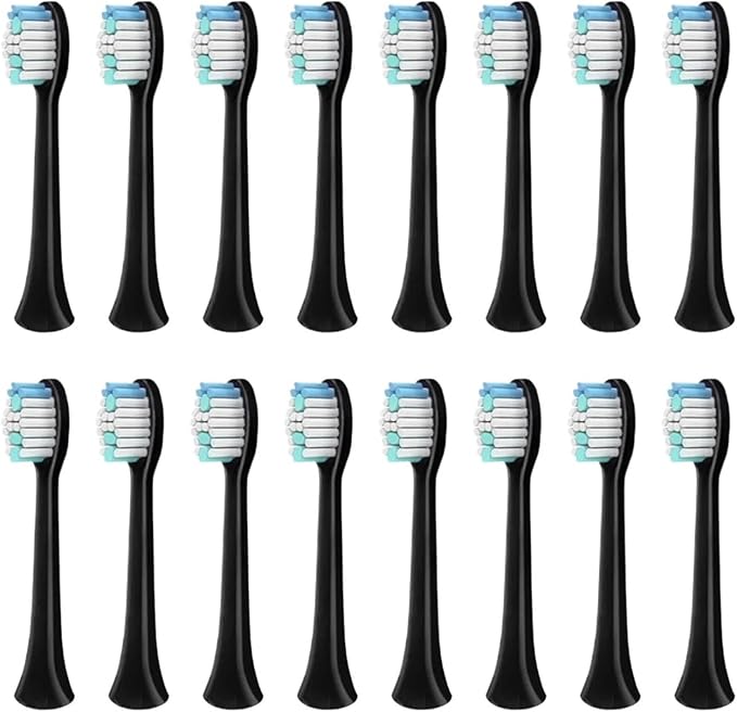 16pcs Electric Toothbrush HeadsCompatible for S100 S200 S600 S700 S800 S900 S710 S820 S910 DG-YS11 X100(Black 16pcs)