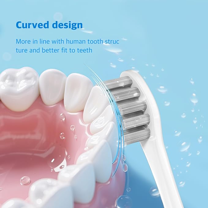 6 Pack Electric Toothbrush Replacement Heads Suitable for Oclean X Pro Elite/X/X Pro/Flow/F1/Air 2-Vacuum-Sealed with Hygienic CapsBonus Tongue Scraper &amp Travel Cup Included-Grey