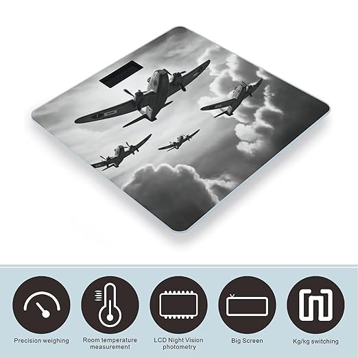 World War Bathroom Scale Large LCD Backlight Display Digital Scale Rounded Corners Body Scales Automatic Power On/Off Bathroom Scales for Home Bedrooms