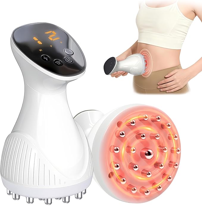 Lymphatic Drainage Massager Helps Reduce Stretch Marks &amp Cellulite 12 Level Anti Cellulite Massage Tool &amp Body Sculpting Machine with Light Therapy Heat &amp Vibration for Legs Arms Belly