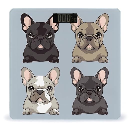 French Bulldog Scale with LCD Precision Weighing Scales Sturdy Tempered Glass Weight Scales Easy-to-Read Anti-Slip Weight Digital Bathroom Scale for Daily