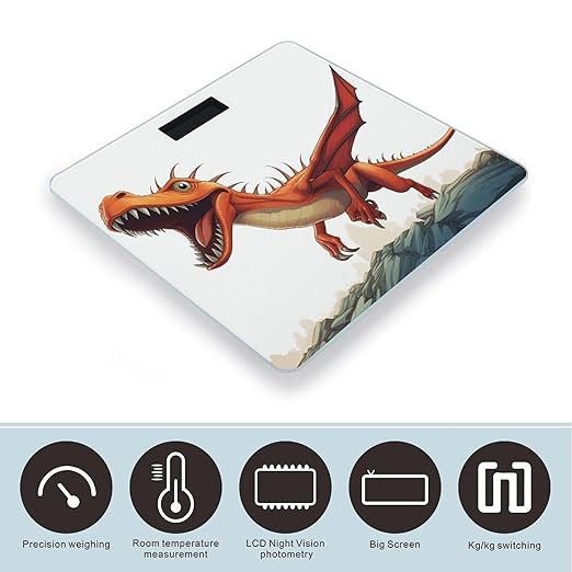 Pterodactyl Dinosaur Scale for Body Weight Sturdy Tempered Glass Weighing Scales with LCD Display Accurate Digital Bathroom Scale Convenient Body Fat Smart Scales 400lb