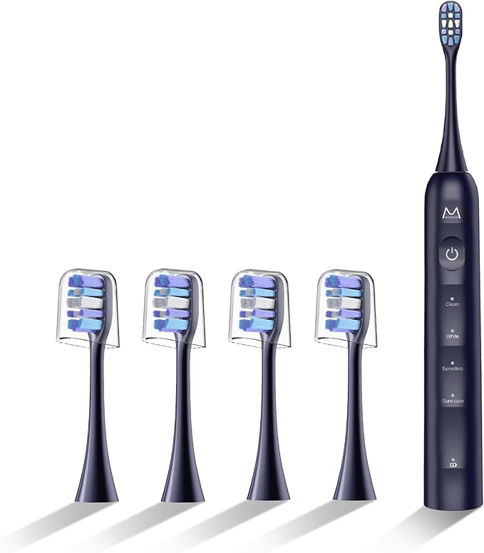 Sonic Electric Toothbrush for Adults&ampTeens - 180 Days Battery Life Seamless Button&amp48000RPM Rechargeable Tooth Brush 4 Replacement Heads for Deep Clean/Smart Timer/4 Brushing Modes/IPX8
