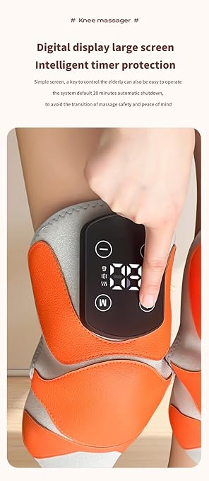 Electric Heating KneePad with Massage function Heat and Vibration Therapy Joint Protection Relieve Knee Soreness Knee Brace Wrap Orange and Blue color easy to use.