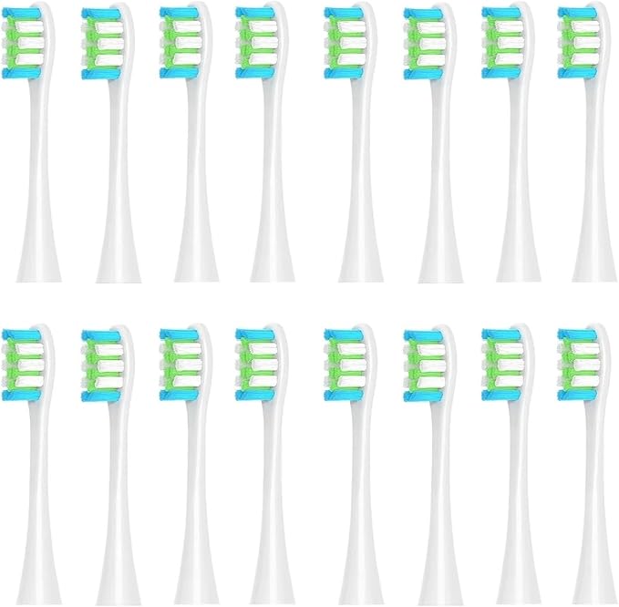 16pcs Replacement Brush HeadsCompatible for X/Pro/ Z1/ SE F1 /One/ PW01/03/05/07/09 P5 Toothbrush(16 White)
