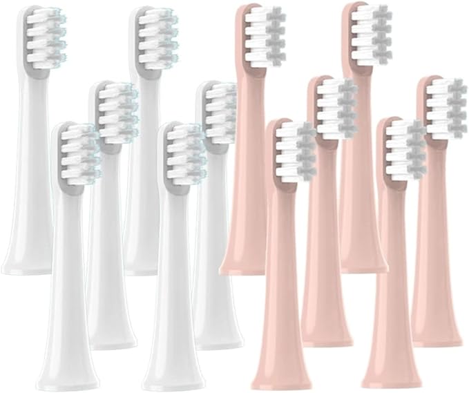 12 PCS Compatible for T100 Brush Heads Replaceable Sonic Toothbrush Soft Bristle Clean Nozzles(12Pink)