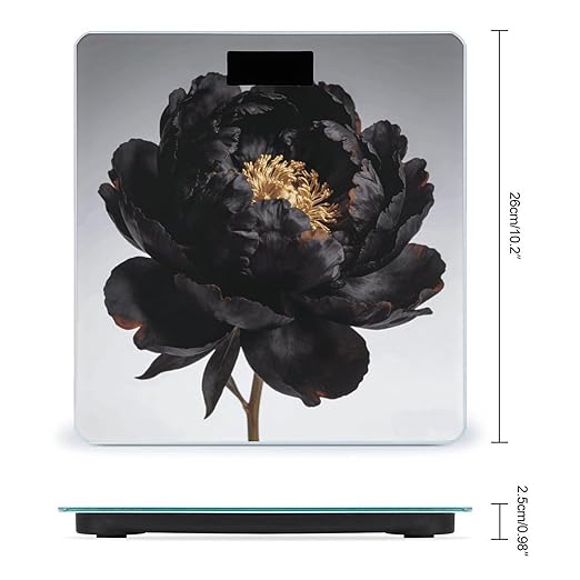 Black Peony Smart Scale for Body Weight Digital Bathroom Scale Toughened Glass Weight Scale with Large LCD Backlight Display High Precision Scales Weighing Machine