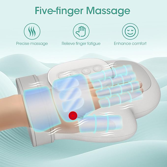 Hand Massager Cordless Massagers with Heat and Compression for Arthritis Carpal Tunnel Relief 3 Massage Modes 3 Heating Levels 5 Intensities Portable Electric Massagers Ideal Gifts for Women Men