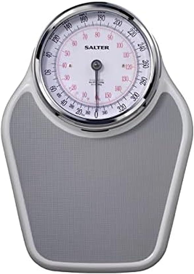 Salter Pro-Helix Professional Oversized Bathroom Scale with Grey Vinyl Anti-Slip Bath Mat 400 LB Capacity Analog Scale 18.25 x 13.0 inch Grey