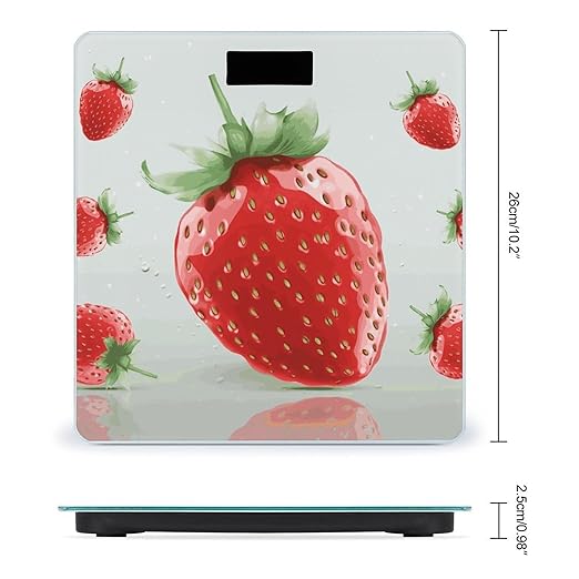 Lovely Strawberry Weight ScaleClear LED Display Bathroom Digital Weighing ScaleTempered Glass Digital Bathroom Scale for Body Weight Capacity Up to 400 Lbs