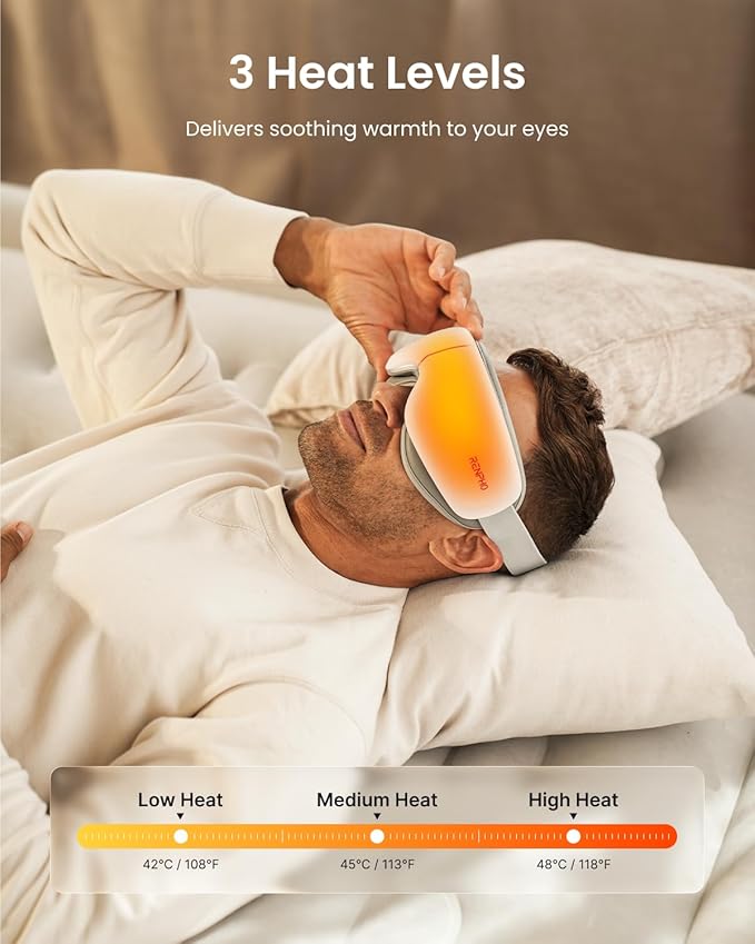 RENPHO Ultra-Quiet Eye Massager with Heat Lightweight Eye Mask for Migraines FSA Eligible HSA Face Massager for Dry Eyes Relax Reduce Strain Improve Sleep Eyeris Zen Mothers Day Birthday Gifts