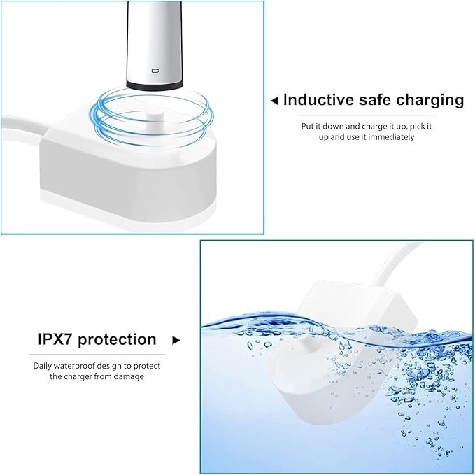 Charger Base Compatible for Philips Sonicare Electric Toothbrush HX3000 HX6000 HX8000 HX9000 Series Waterproof Power Cord(1 PCS EU)