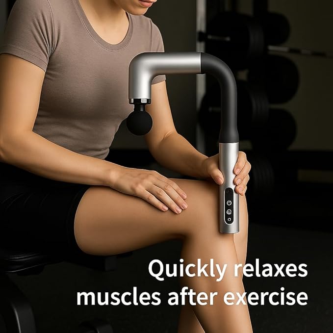 Handheld Cordless &amp Rechargeable Back Massager - Quiet - Full Body Massage Device for Women Aches Relief Sports Recovery and Deep Relaxation - 99Silver