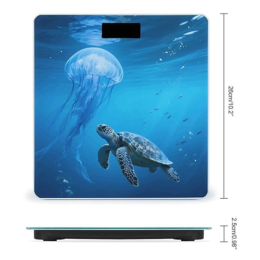 Blue Sea Turtle Weight Scale Cute Bathroom Scale for Body Highly Accurate Digital Weighing Machine for People Compact LCD Display Scales with Sturdy Toughened Glass Scales