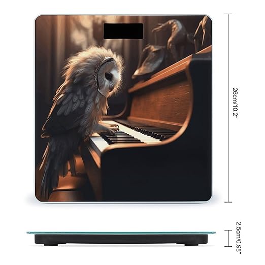 Digital Bathroom Scale for Body Weight Scale with Bright LCD Display High Accuracy Step-On Technology Auto On/Off Owl Plays Piano Digital Scales 400 Lbs /180kg