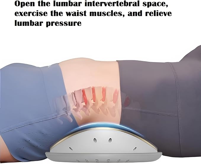 Upgraded Lumbar Massage - Electric Heated Lumbar Massager for Relief of Lower Back Pain 26° Oscillating Lumbar Traction Massager Heating Vibrating and Adjustable Back Stretcher