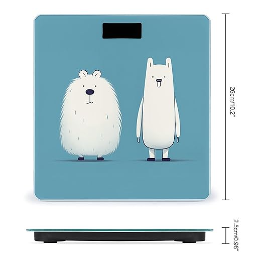 Two Cartoon Animals Scale for Body Weight Precision Bathroom Weighing Scales with Back Lit LCD Display Sturdy Tempered Glass Body Weight Scales Digital Bathroom Scale 400lb