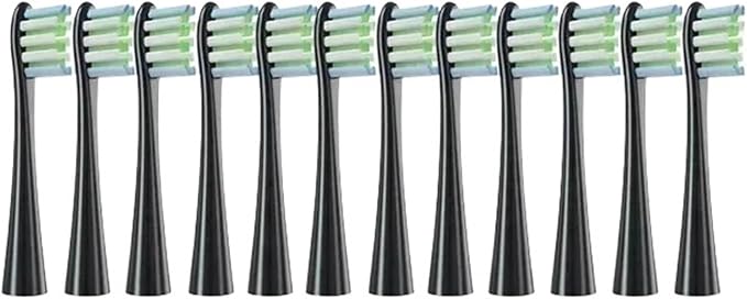 Compatible for X/X PRO/ Z1/ F1/ One/Air 2 /SE Toothbrush Replacement Brush Heads Soft Bristle Clean Nozzles(12Black)