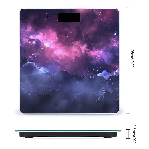 Magic Galaxy Sky Purple Bathroom Scale for Body Weight Bathroom Weighing Scale with Backlit LCD Display Highly Accurate Measures Weight Up to 180kg